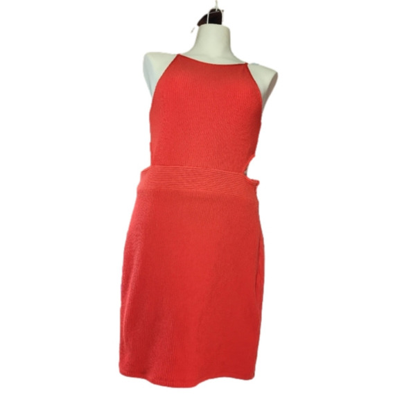 Top Shop Red Cut Out Halter Dress - Picture 1 of 6